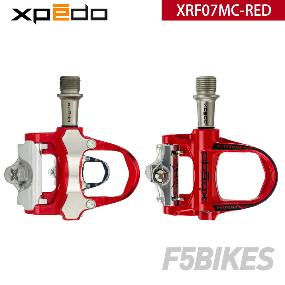 Xpedo Wellgo XRF07MC 235g alloy Road Bicycle clipless Pedals with 2 pairs look keo Compatible cleats self locking bike pedals: Red