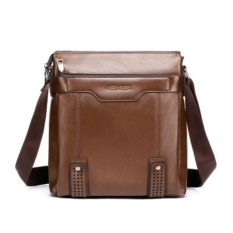 Sac à bandoulière en cuir à fermeture éclair pour homme, sacoche verticale de couleur unie, 2022