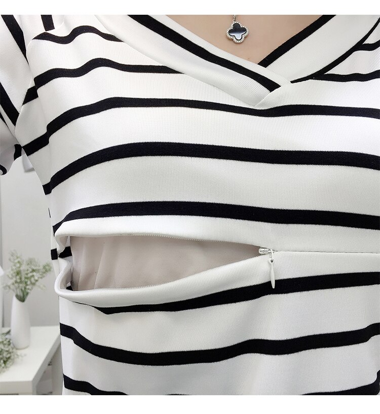 Borstvoedingskleding lange mouwen tries t-shirt lente en herfst dames tops uitgaan elasticiteit borstvoedingsjas