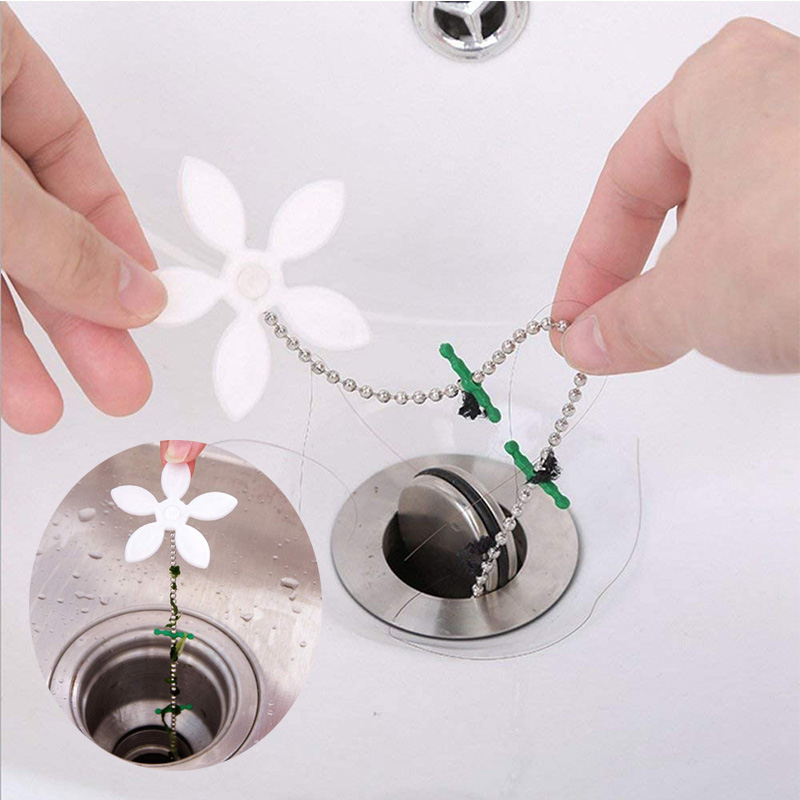 1 Pc Premium Afvoer Haar Catcher Bloem Douche Haar Schoonmaken Keten Badkamer Drain Zeef Haar Catcher Ketting Haak