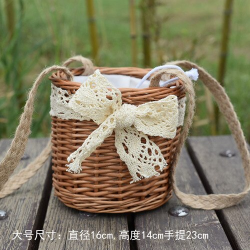 basket wicker hand-held flower basket floral flower arrangement bridal flower basket rattan mini bamboo basket storage basket: 16cm in diameter