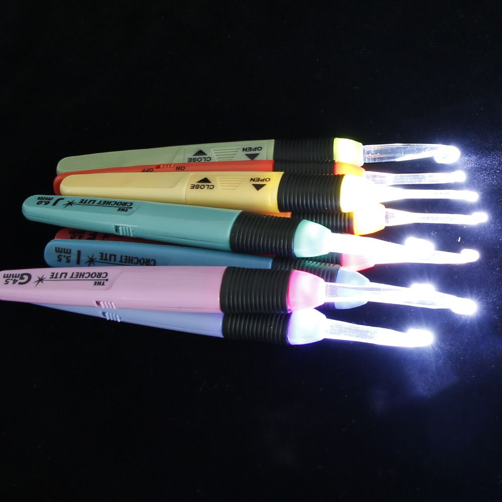 2.5mm-6.5mm Led Light Crochet Hooks Set Light Up Knitting Needles Weave Sewing Tools Craft Weaving Accessories Tools