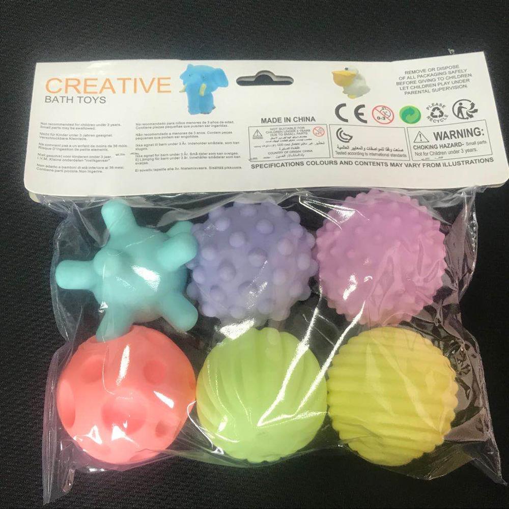 6pcs/set Baby Toy Ball Set Develop Baby Tactile Senses Toy Touch Hand Ball Toys Baby Training Ball Massage Soft Ball