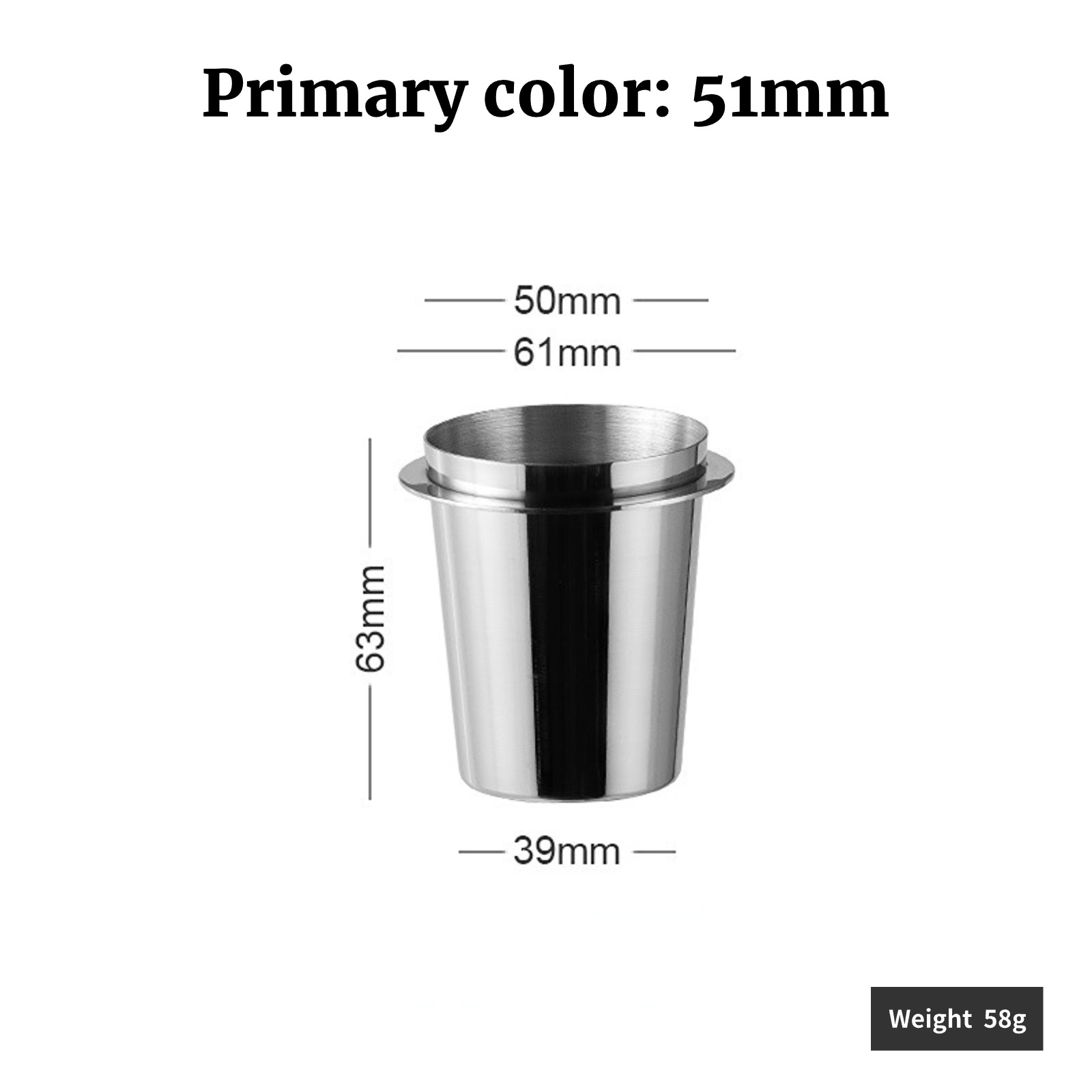 Kaffee Dosierung Tasse Schnüffeln Becher für Espresso Maschine Tragen Beständig Edelstahl Kaffee Dosierung Tasse 58/53/51mm: verrotten
