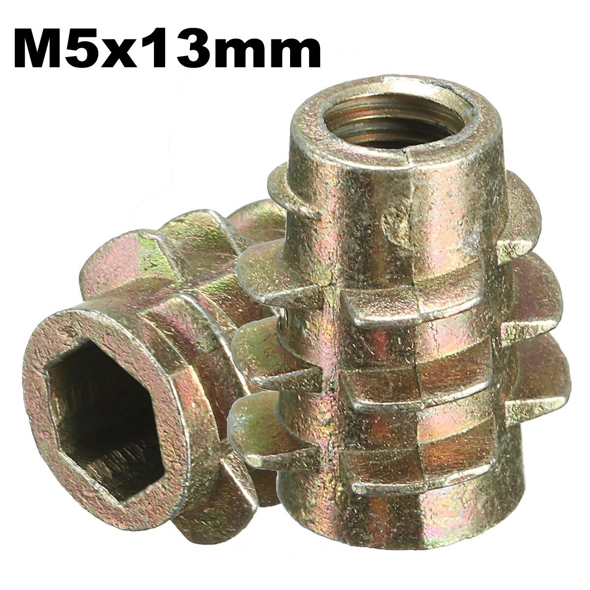9 størrelse  m4 m5 m6 m8 m10 sekskantskrue i gjenget innsats til tre (type e): M5 x 13