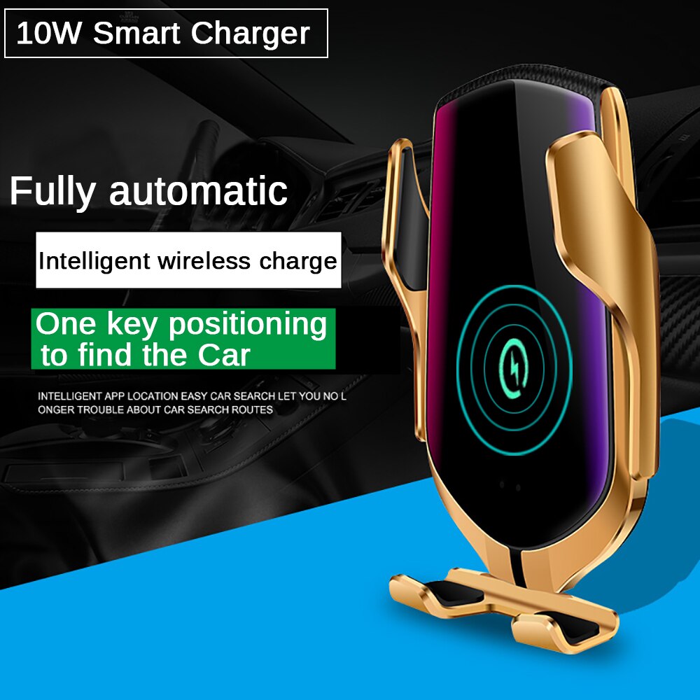 R1 10 de Fixação Automática W Carro Carregador Sem Fio Para iPhone Huawei LG Infravermelho Indução Xs Qi Sem Fio do Carregador Do Telefone Do Carro titular