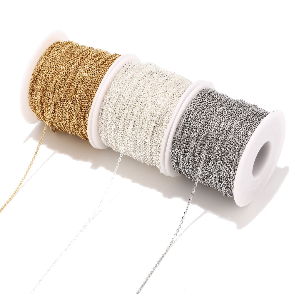 10 meter guld rustfrit stål kæde til armbånd metal halskæder 1.5mm rolo kabel kæder bulk diy smykker fremstilling