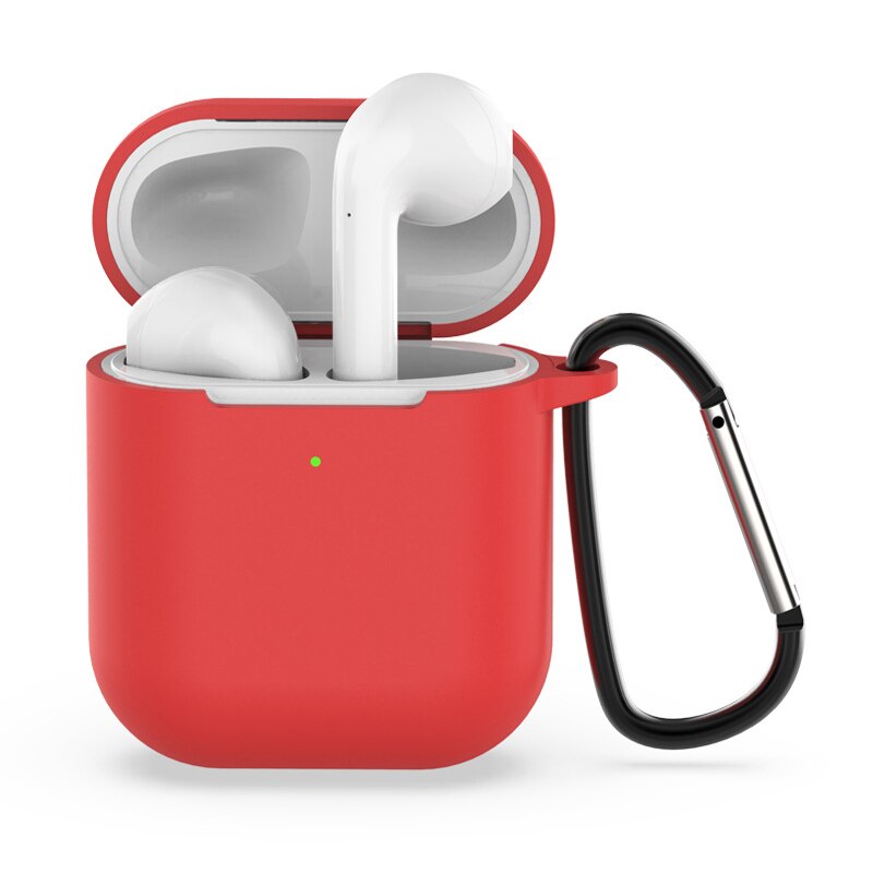 Silikonowe słuchawki etui na Airpods 2. Bezprzewodowe słuchawki pokrowiec ochronny na Apple Airpods2 Air Pods 2 etui z haczykiem: Red