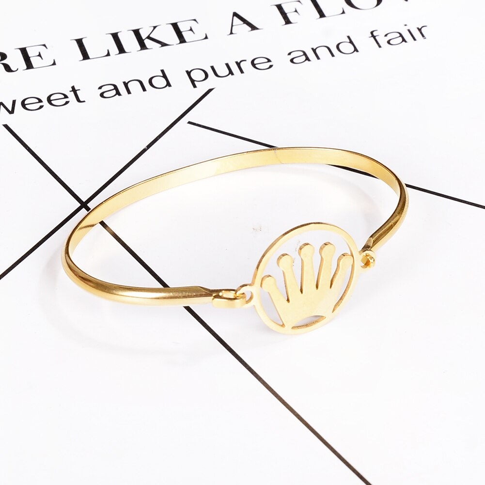 Gouden, zilveren, roestvrijstalen infinity armband met kroon, handbloem, muziek, liefde, punk, dames, vrouwelijke armband, sieraden