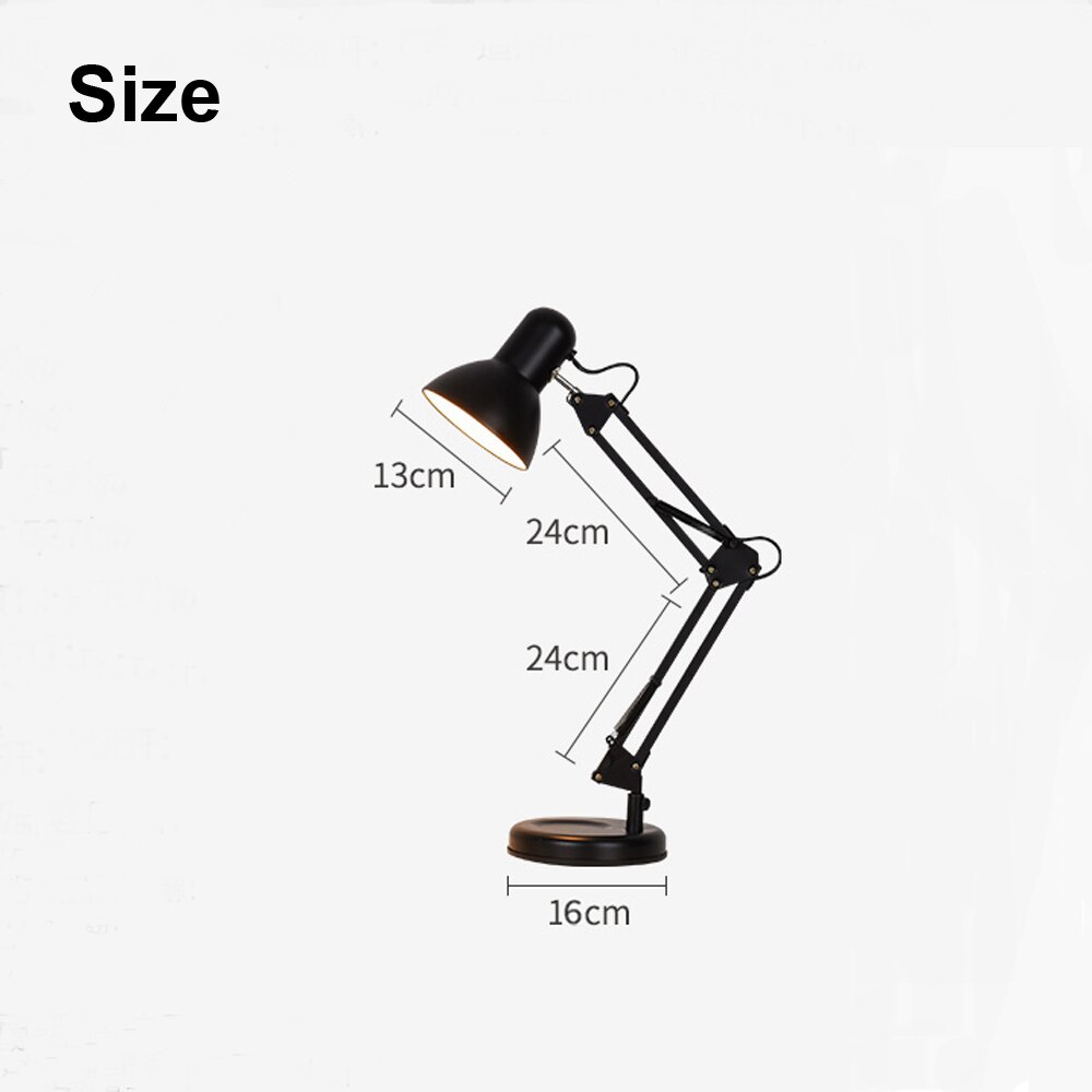 5W LED Long Swing Arm Adjustable Classic Desk Lamps E27 Clip Table Lamp For Study Office Reading Bedside Bedroom Night Light