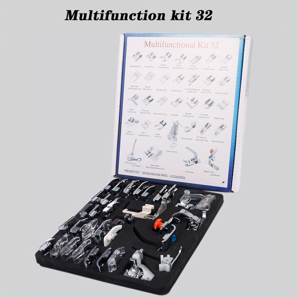 Sewing Machine Presser Foot Press Feet For Brother Singer Janome Sew Machines Kit Braiding Blind Stitch Over 32/52/62 Piece: Press foot 32pcs