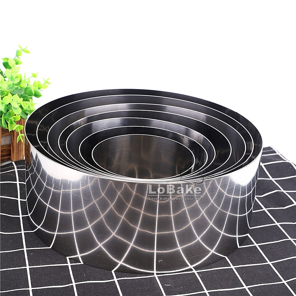 Molde de anillo de mousse de acero inoxidable 304 de 10cm de altura, 4, 5, 6, 7, 8, 9, 10 pulgadas, círculo redondo liso, capa para pastel de bodas, DIY