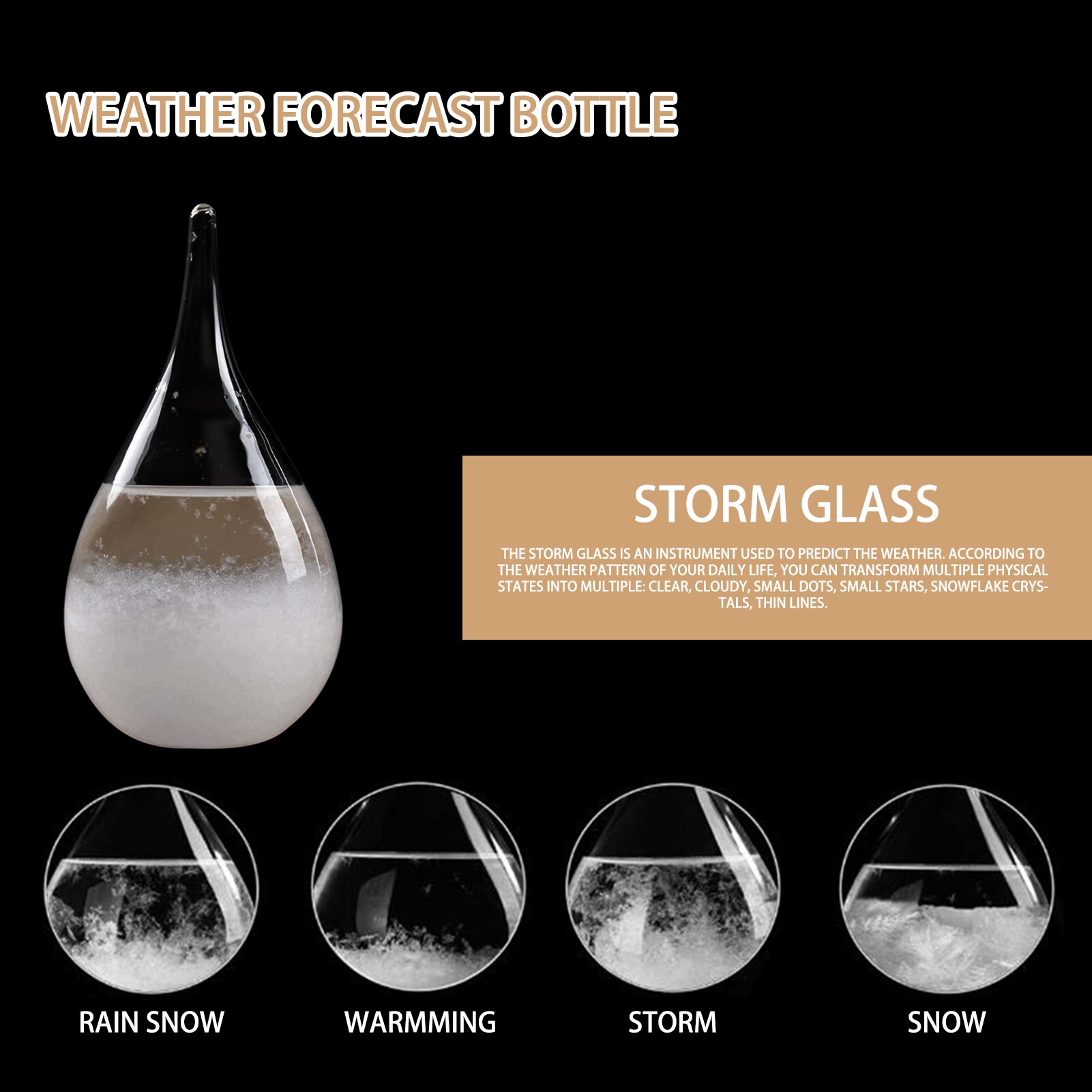 Storm Glass Weather Forecaster -shaped Glass Barometer Natural and Decorative Bottles Gorgeous Appearance Perfect