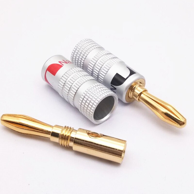 Nakamichi Fijne Koperen Vergulde Banaan Plug Lassen-Gratis 4Mm Banaan Plug Luidsprekerkabel Stekker
