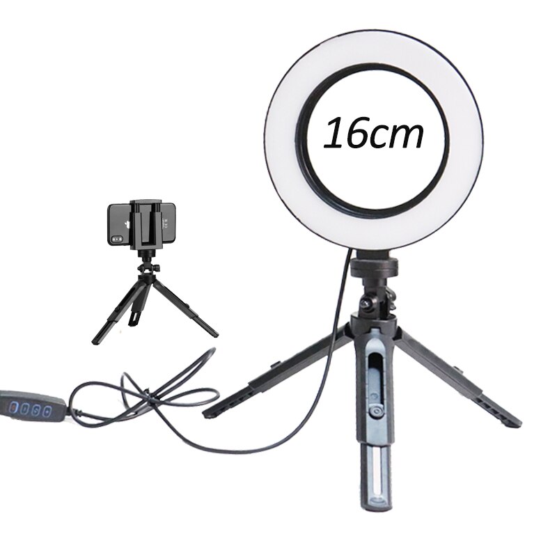 Anel de luz de led de 26cm/10 polegadas, regulável, para selfie, com tripé, usb, iluminação de anel de luz para fotografia com suporte para célula: add mini tripod 2