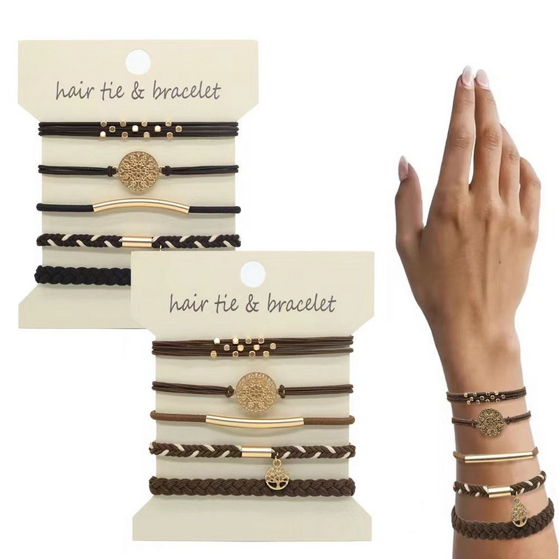 Bandas de goma bohemias para el pelo para mujer, elasticas gomas para hacer pulseras Bohemia gomillas del pelo para niñas gomitas pelo niña gomas de pelo negras coleteros para el pelo mujer accesorios para la cabeza: Gris claro