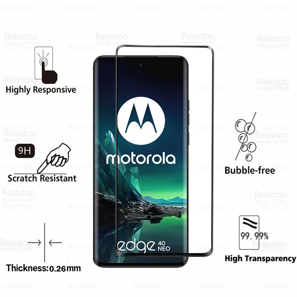 For Motorola Edge 40 Neo Glass 2Pcs Curved Tempered Glass Moto Rola Edge40Neo Edge40 Neo 40Neo 5G Screen Protector Safety Films