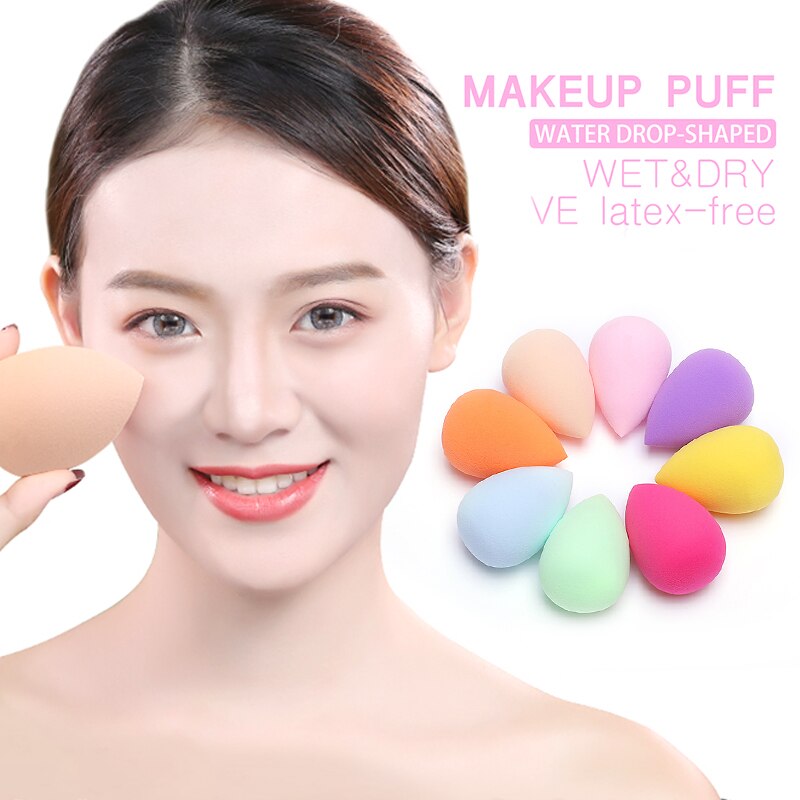 Borla cosmética para base de maquillaje, esponja hidrofílica en forma de gota de agua, no esponja de látex, herramienta de maquillaje de belleza para uso Dual en seco y mojado 1 ud.