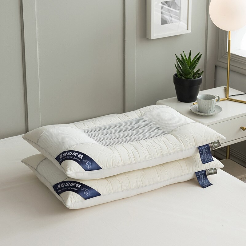 100% Cassia Pillow Protects Cervical Spine Help Sleeping Pillow Core Shaped Latex Pillow No Collapse Deformation Bedding: Akiko pillow - white