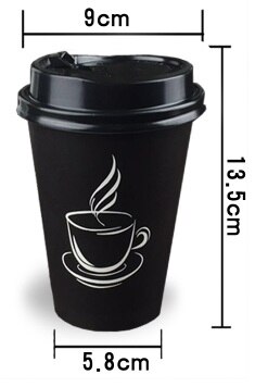 10 stk. 250ml biologisk nedbrydeligt kaffekop, engangskaffe med låg og halm til butikker: Default Title
