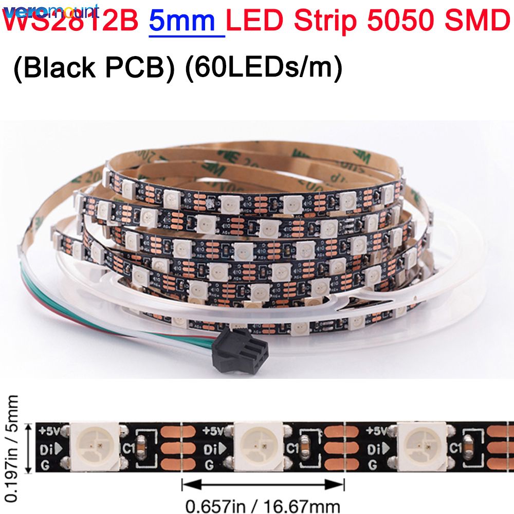 3mm 4mm 5mm Super Slim Narrow Width PCB WS2812B Pixel LED Strip Individually Addressable RGB Pixel Strip IP20 DC 5V 60leds/m 1m: Emitting Color4 / 5m