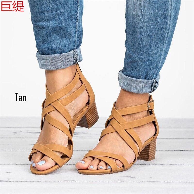 Women Sandals Low Heels Sandals For Summer Shoes Woman Casual Block Heel Zapatos Mujer Plus Size 43 Sandale Femme