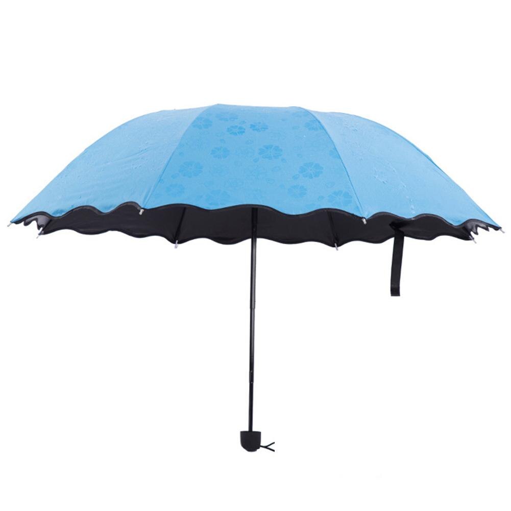 Triple Folding Touch Water Flower Pattern Umbrella Droplet Rain Sun Parasol Women Umbrella Pure Color Umbrella Para