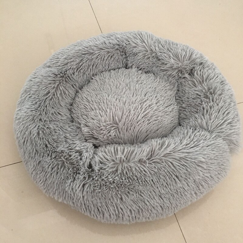 Lits de chien calmant confortable pour les grands petits chiens moyens chiot Labrador étonnamment chat guimauve lit lavable en peluche lit pour animaux de compagnie: light grey / 40cm-15.7in