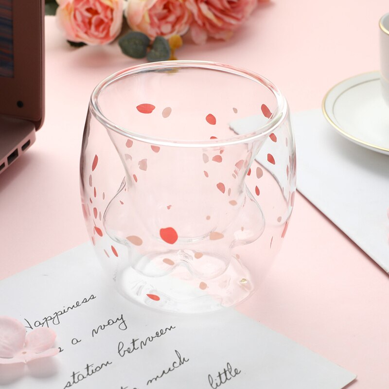 gatto artiglio/zampa tazza Doppio bicchiere caffè tazza cartone animato carino gatto latte succo tazza bar