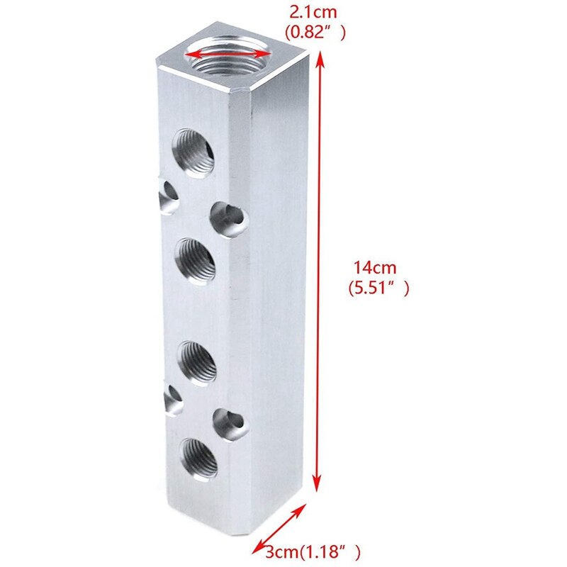 Colector neumático de aleación de aluminio, bloque de distribución de aire, G1/2, puerto de suministro, 1 paquete