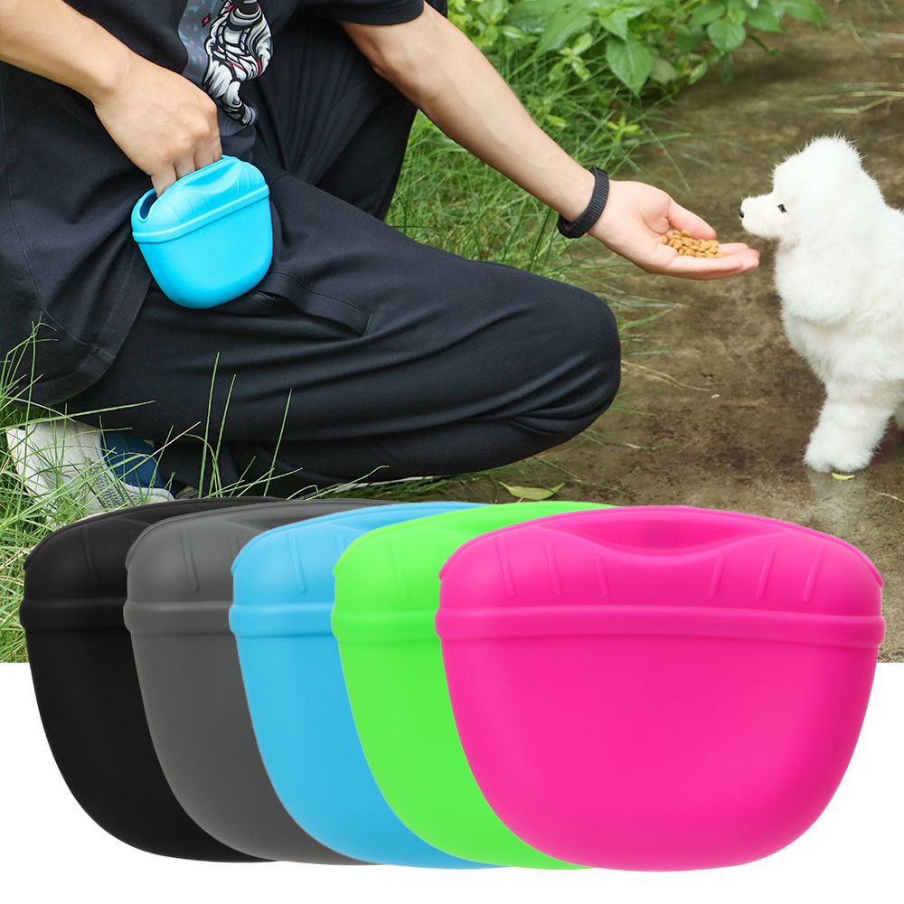 Portable Silicone Snack Bag Feed Dogs Treat Pouch Waist Pack Pet Training Bag Bundle Pocket