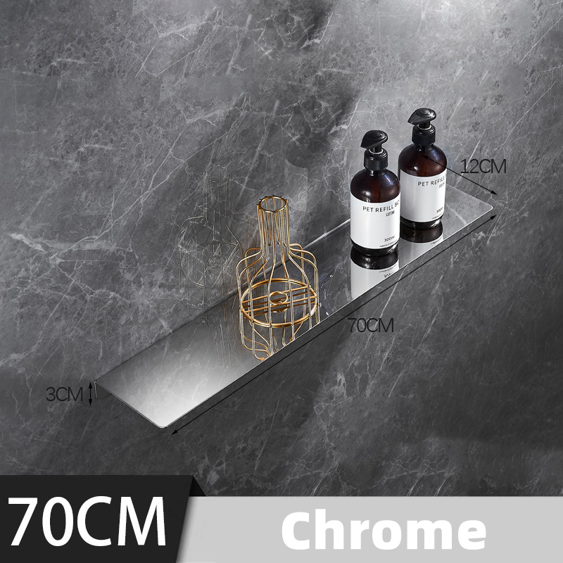 Estante de baño negro/cromo, estantes esquineros gruesos de acero inoxidable, toallero, soporte para champú, estante de almacenamiento de cocina de 60 /70 /80cm: Multicolor