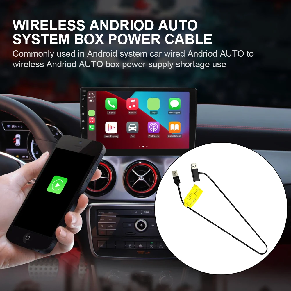 12V Draadloze CarPlay AI Box Voedingskabel Android Auto Converter Tweepuntslijn USB-poort Voedingskabel Auto-adaptersnoer