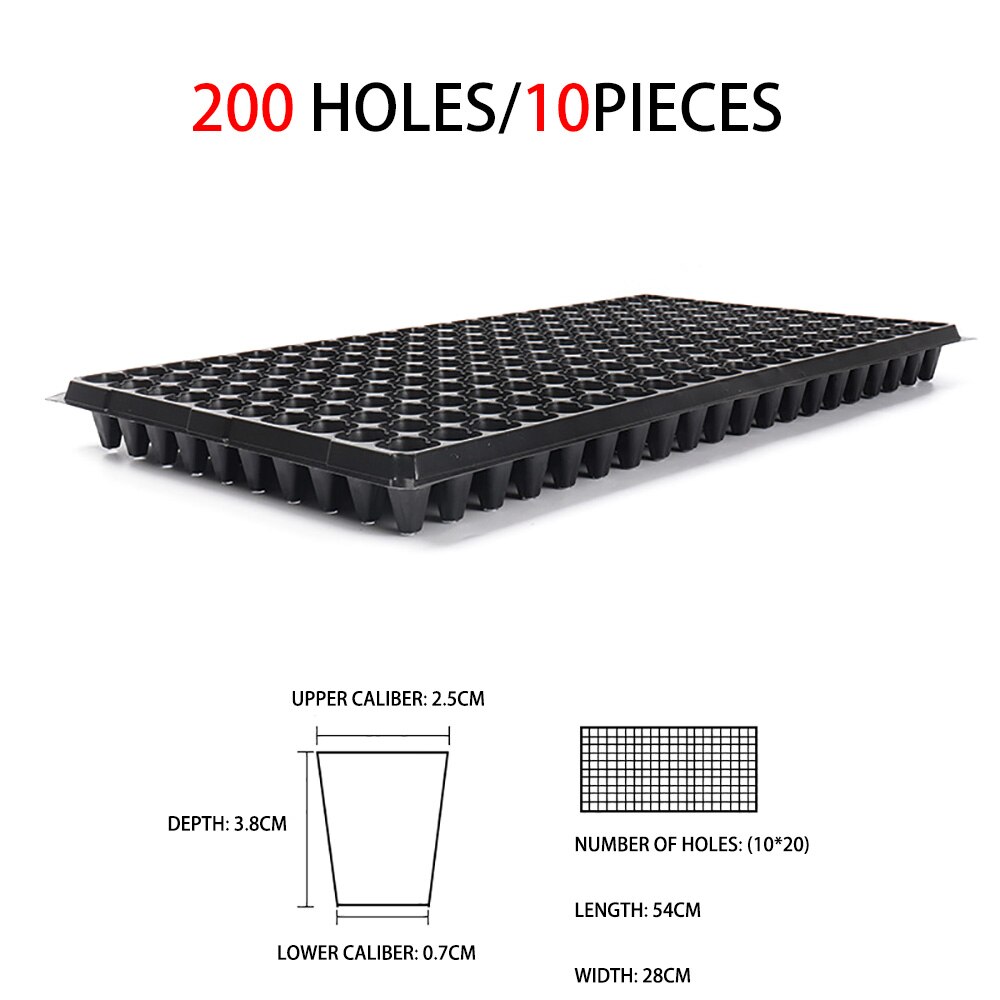 10Pcs Cells Seedling Starter Tray Extra Strength Seed Germination Plant Flower Pots Nursery Grow Box Propagation For Gardening: 200holes 10pcs