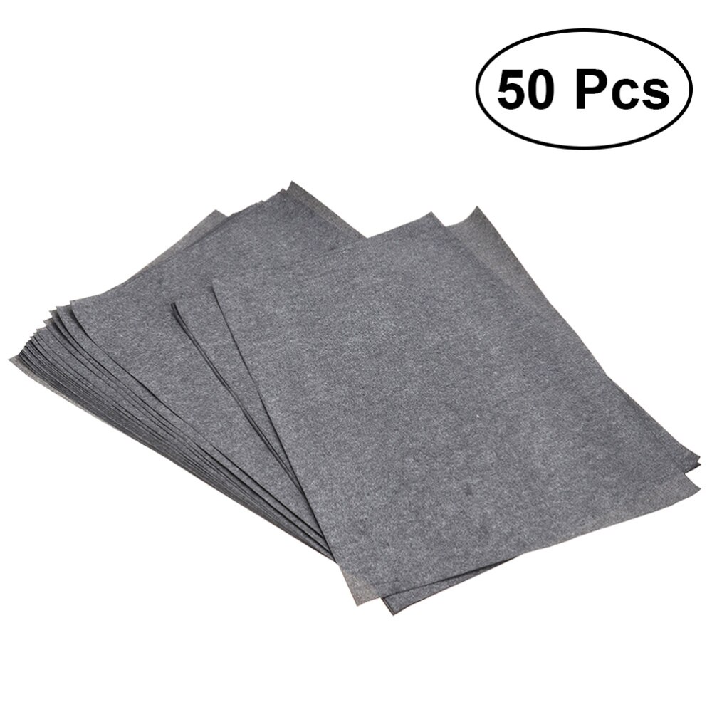 50 Sheets/Bag Transfer Paper Tracing Paper Graphite Carbon Paper Painting Carbon Coated Paper (Gray and Black)