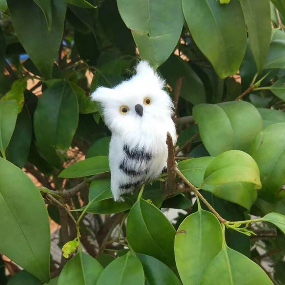 Cute Artificial Lifelike Animal Owl Miniature Plush Toy Garden Ornament Photo Props