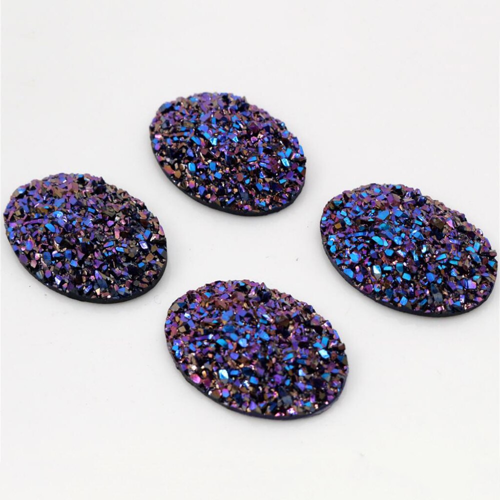 Di nuovo Modo 10pcs 18x25mm Colori Misti minerale Naturale di Stile Piatto Cabochon Resina Della parte posteriore Per Il Braccialetto Orecchini accessori: T3-21