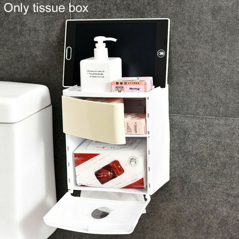 Double couche étanche multifonction salle de bain boîte de rangement mural papier toilette plateau rouleau papier Tube porte-papier hygiénique