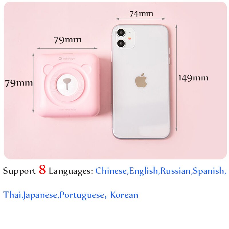 PeriPage A6 Pocket Printer Portable Thermal Bluetooth Printer 203/304 DPI Photo Printer for Android iOS PC Label Maker Machine