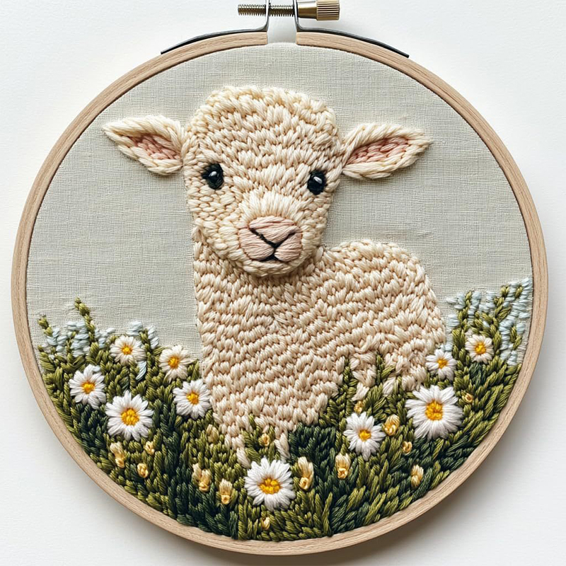 [yu]broderisett for nybegynnere med ku-tusenfryd-blomst, broderihullsnålsett, håndlaget hobbysett, inkluderer broderiringduk: Default Title