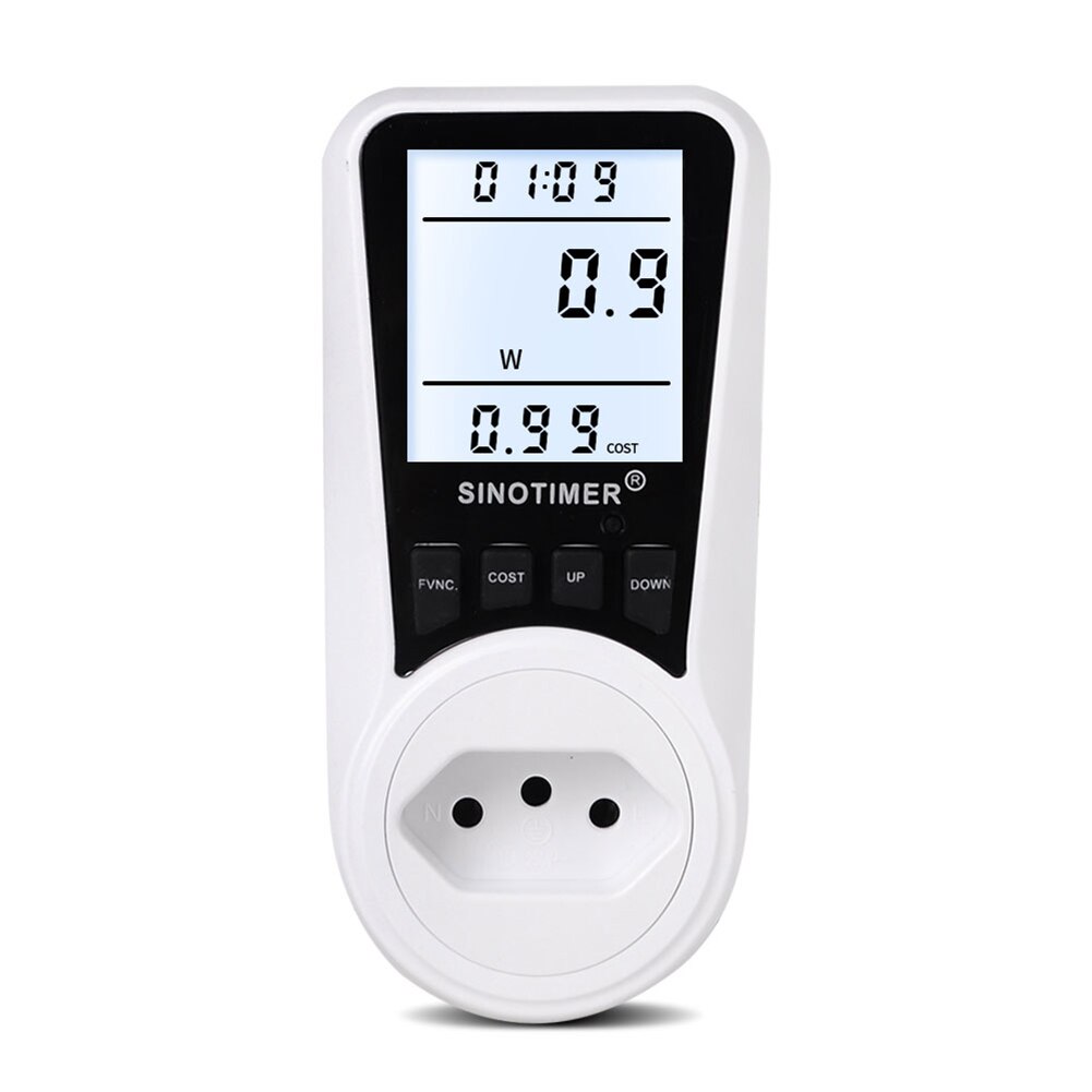 Wattmeter Power Meter Digital Current Meter Voltmeter AC Time Watt Power Plug-in Socket Electricity Usage Monitors Energy Tester: BR  250V 16A