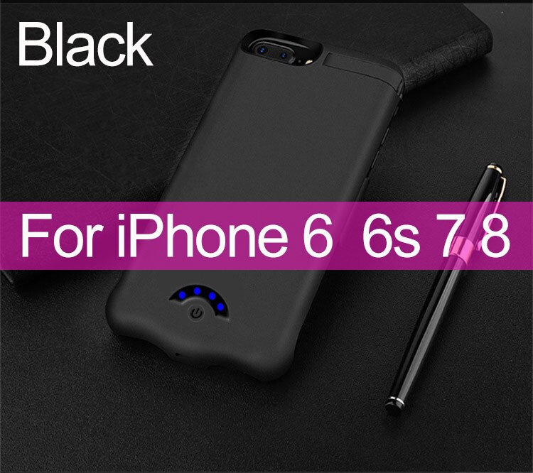 10000mAh Battery Case For iPhone 6 6S 7 8 External Battery Charger Case For iPhone 6P 6SP 7P 8 Plus Power Bank Charging Case: 4.7 Black