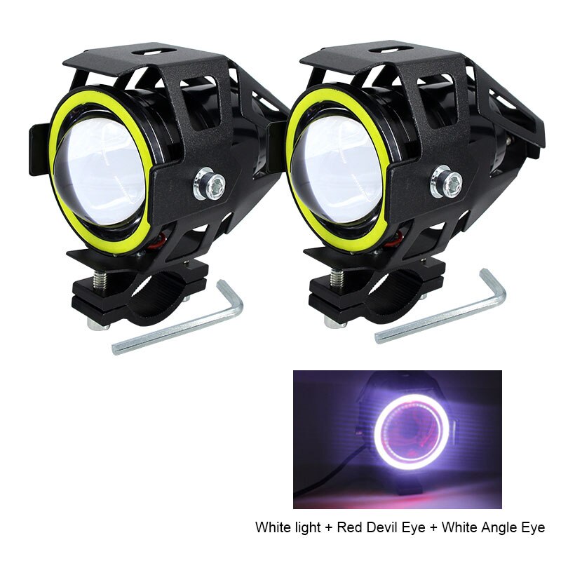 Faro para motocicleta de 125W, lámpara decorativa para moto, foco delantero de luz LED U7, antiniebla, 125W, 3000LM, 2 unidades: Blanco