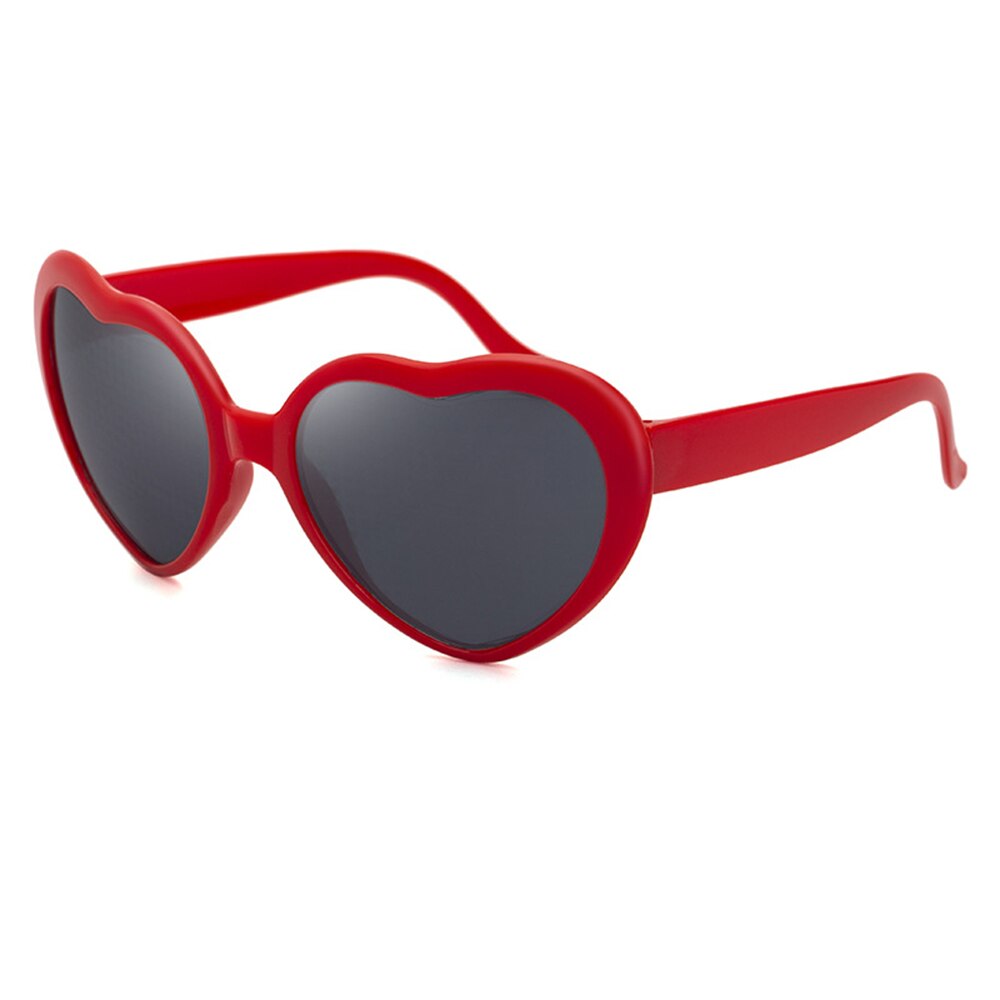 Love Heart Shaped Effect Glasses Watch The Lights Change To Heart Shape At Night Diffraction Glasses Women Sunglasse: Red