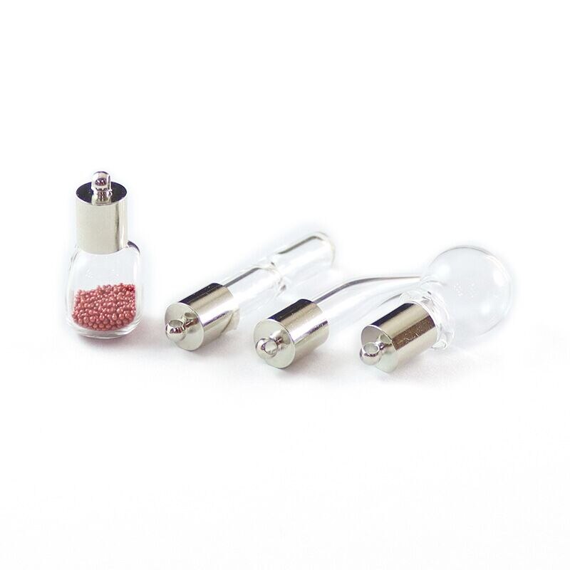 2pc 6mm mischen bilden glas Phiole Anhänger (metall kappe mit gummi stecker Mini glas charme/flasche miniatur fläschchen schmuck halskette
