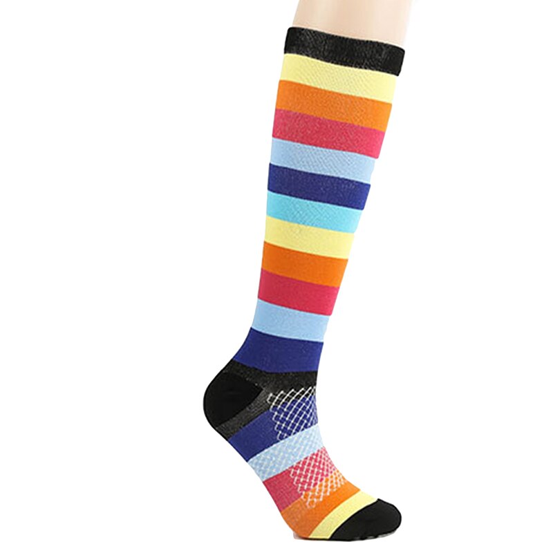 Chaussettes de Compression de sport en plein air pour hommes et femmes, couleur, bas d'allaitement élastique, chaussettes de pression d'équitation: multicolor-1 / L