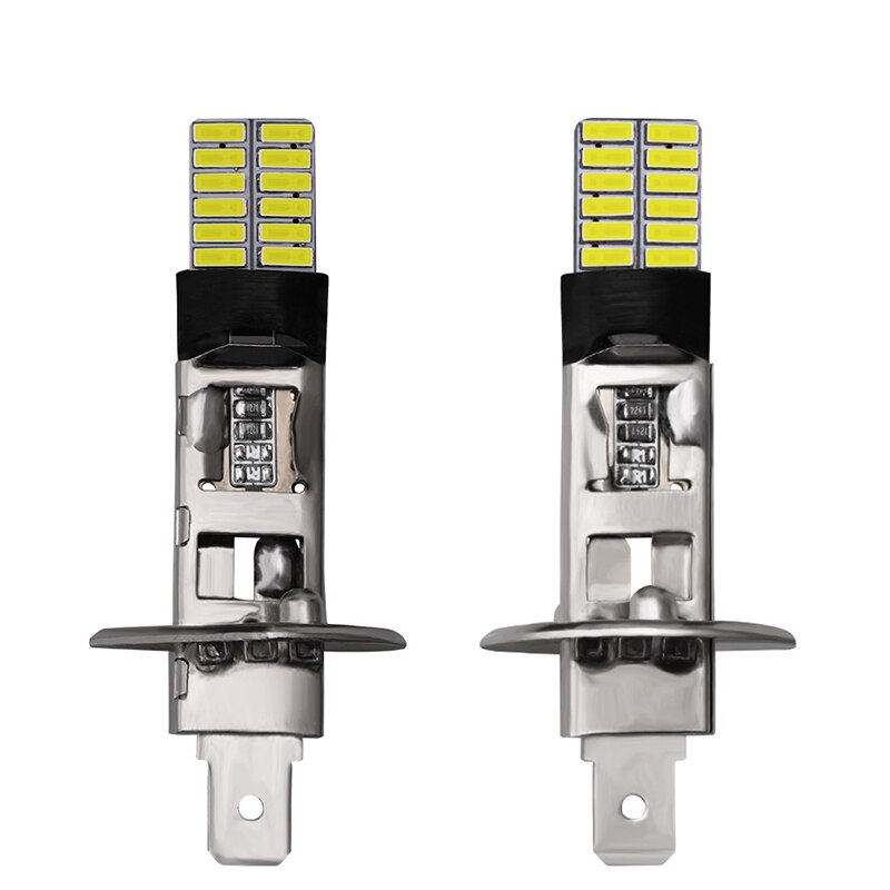 2Pcs H1 Led H3 Led Auto Lampen 4014SMD H1 H3 Auto Fog Lamp DRL Dagrijverlichting Wit 12V