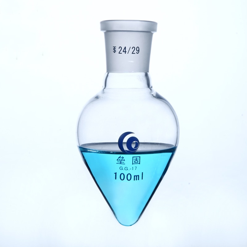 Matraz de vidrio en forma de pera, frasco de cono de vidrio de borosilicato, resistencia a altas temperaturas, equipo de laboratorio inferior ogival
