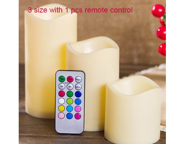 1/3 PCS Electronic Candle Flameless 12 Colors LED Changing Candles Night Light Timing Remote Control Simulation Candle Wedding: 3 Specifications