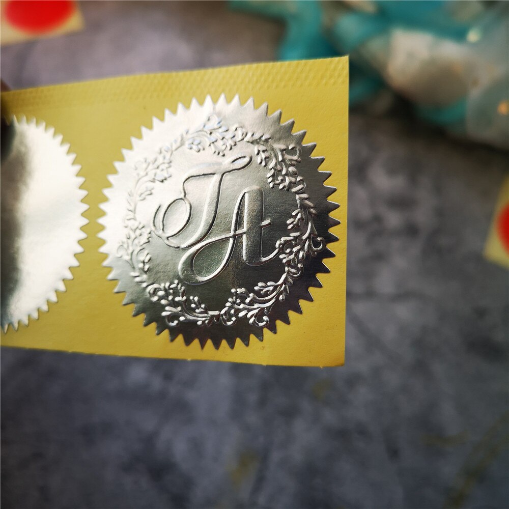 100pcs 5cm Silver or Gold Stickers Sticky Notes Scrapbooking Package Sealing Stickers for Cookie/Candy pack embosser seal
